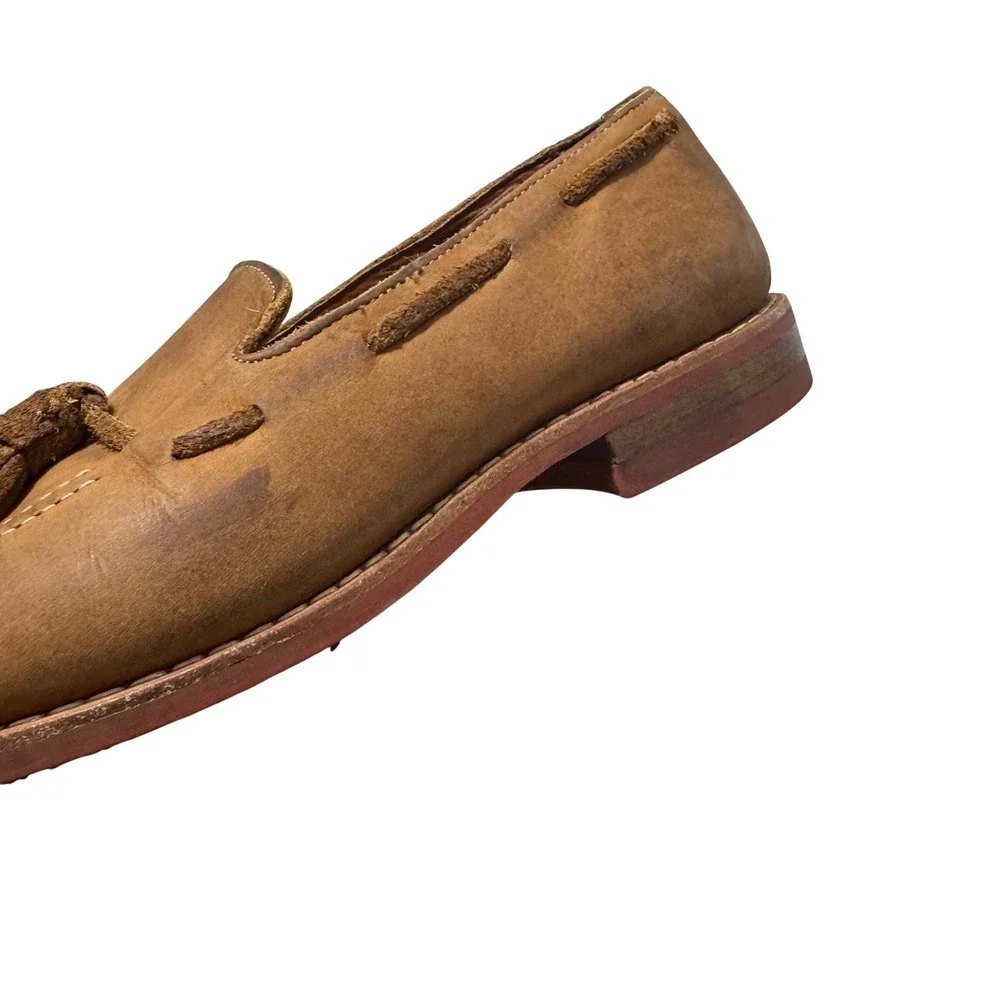 Allen Edmonds Lake Shore Drive Tassel Loafers Mens 8.5 E Tan Suede Good Lug Sole